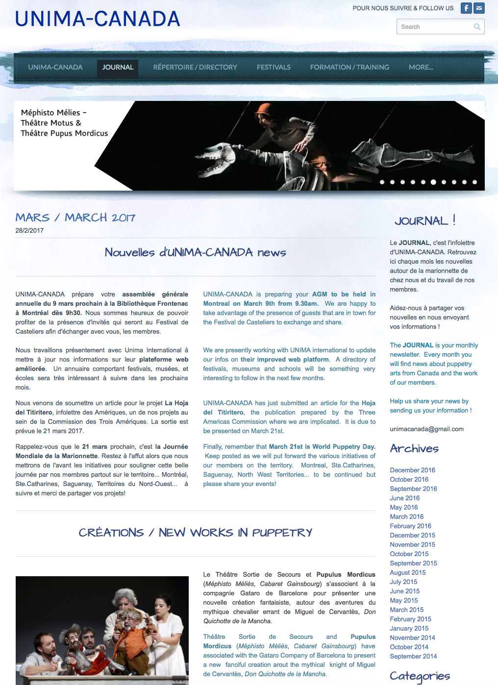 Journal Unima Union Internationale De La Marionnette - 