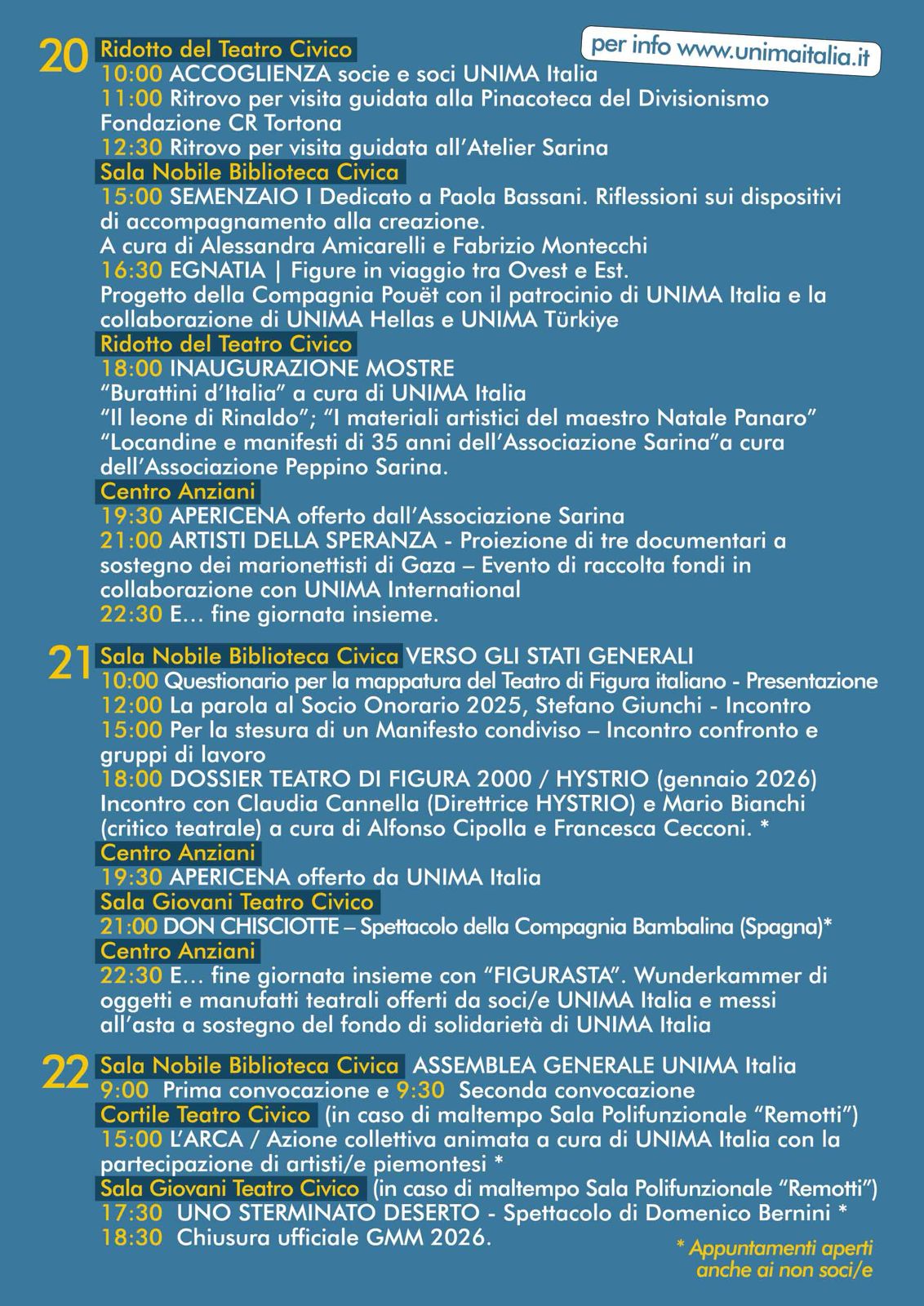 UNIMA Italy 2026 Programme